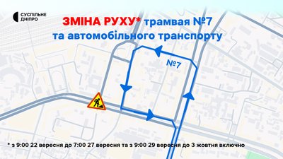 У Дніпрі через ремонт колії зміниться рух трамвая № 7: як курсуватиме У Дніпрі через ремонт колії зміниться рух трамвая № 7: як курсуватиме