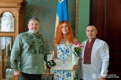 Нагородження Ольги Кобевко відзнакою президента "За оборону України" Нагородження Ольги Кобевко відзнакою президента "За оборону України"