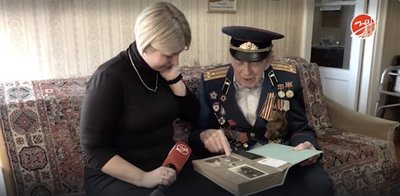 The veteran from Berdyansk in a Victory Day propaganda project The veteran from Berdyansk in a Victory Day propaganda project