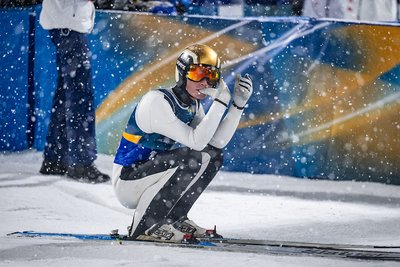 Домен Превц після виконаного останнього стрибка на Олімпіаді-2026 Домен Превц після виконаного останнього стрибка на Олімпіаді-2026