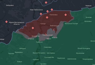 Мапа бойових дій у Вовчанській громаді на 19 січня 2026 року Мапа бойових дій у Вовчанській громаді на 19 січня 2026 року