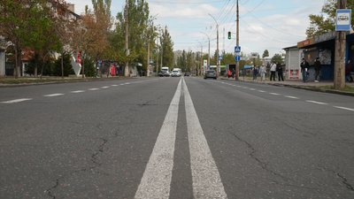 Розмітка на вулиці 1-КП у Миколаєві Розмітка на вулиці 1-КП у Миколаєві