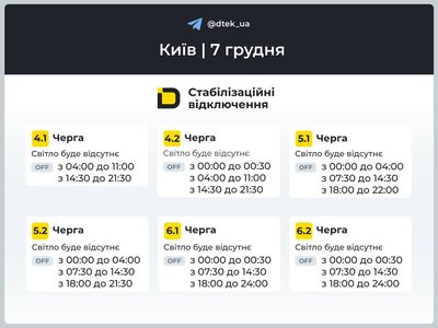 Графік відключень електрики у Києві та області: коли не буде світла Графік відключень електрики у Києві та області: коли не буде світла
