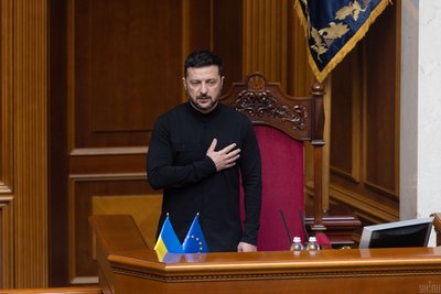 Президент України Володимир Зеленський на засіданні Верховної Ради України в день голосування за премʼєрку Юлію Свириденко та оновлений склад Кабміну, Київ, 17 липня 2025 року