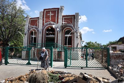 Пошкоджений храм баптистів у Дружківці