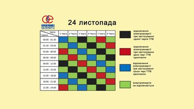 Графік погодинних відключень на Чернігівщині: які черги планують вимикати 23 листопада