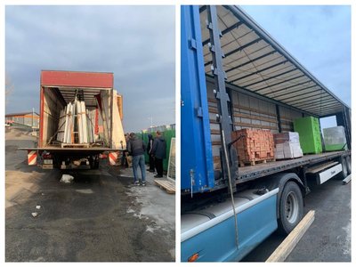 Вантажівки з будматеріалами від ООН Вантажівки з будматеріалами від ООН