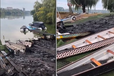 У Житомирі в Гідропарку вночі підпалили п’ять човнів для веслування на човнах «Дракон» У Житомирі в Гідропарку вночі підпалили п’ять човнів для веслування на човнах «Дракон»