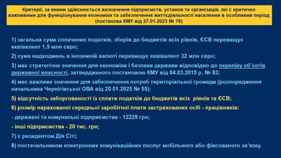 Критично важливі підприємства Чернігівщини: умови бронювання працівників Критично важливі підприємства Чернігівщини: умови бронювання працівників