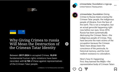 "Передати Крим Росії — це стерти кримськотатарський народ" — Кримськотатарський фонд США "Передати Крим Росії — це стерти кримськотатарський народ" — Кримськотатарський фонд США