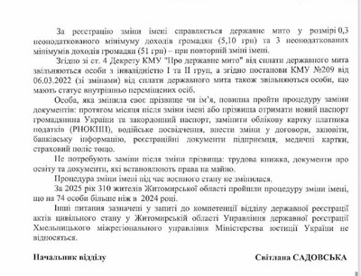 Як змінити ім'я, по батькові чи прізвище: інструкція від ДРАЦС у Житомирській області Як змінити ім'я, по батькові чи прізвище: інструкція від ДРАЦС у Житомирській області