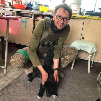 Андрій Каспшишак з собакою Андрій Каспшишак з собакою