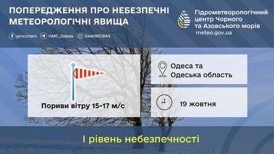 В Одесі оголосили штормове попередження на 19 жовтня В Одесі оголосили штормове попередження на 19 жовтня