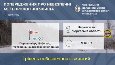 Синоптики попереджають черкащан про хуртовини, ожеледицю і сильний вітер Синоптики попереджають черкащан про хуртовини, ожеледицю і сильний вітер