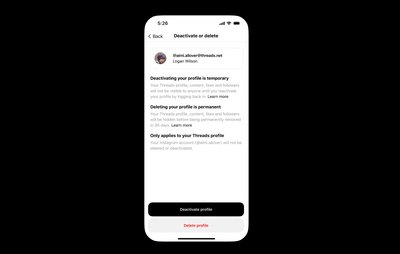 профіль у threads можна буде видалити профіль у threads можна буде видалити