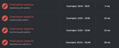 На Харківщині діє диференційована повітряна тривога по районах На Харківщині діє диференційована повітряна тривога по районах
