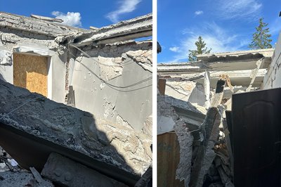 Будівля Куньєвської сільської ради після російського влучання, серпень 2026 року Будівля Куньєвської сільської ради після російського влучання, серпень 2026 року