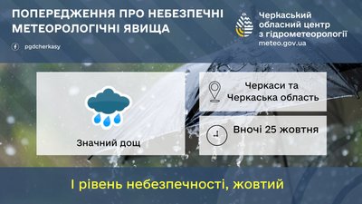 Черкащан попереджають про значні дощі Черкащан попереджають про значні дощі