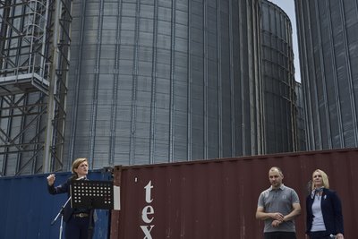 Саманта Пауер під час пресконференції в Одеському порту, 18 липня 2023