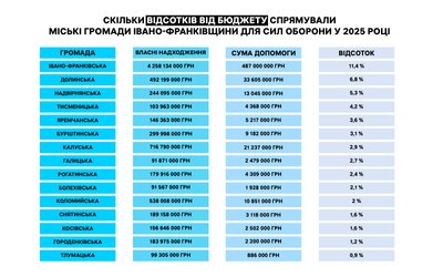 Допомога, ЗСУ, Сили оборони України, бюджет, Івано-Франківськ, Коломия, Надвірна, Долина, гроші, Тисмениця, Яремче, Рогатин, Бурштин, Болехів, Калуш, Галич, Городенка, Косів, Снятин, Тлумач, 2025 рік, інфографіка, дослідження Допомога, ЗСУ, Сили оборони України, бюджет, Івано-Франківськ, Коломия, Надвірна, Долина, гроші, Тисмениця, Яремче, Рогатин, Бурштин, Болехів, Калуш, Галич, Городенка, Косів, Снятин, Тлумач, 2025 рік, інфографіка, дослідження