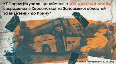 Росія цьогоріч викрала щонайменше 103 цивільних з Херсонщини і Запоріжжя та вивезла їх до Криму — КПГ Росія цьогоріч викрала щонайменше 103 цивільних з Херсонщини і Запоріжжя та вивезла їх до Криму — КПГ