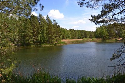 Одна з водойм з каскаду Голубих озер, що на Хмельниччині Одна з водойм з каскаду Голубих озер, що на Хмельниччині