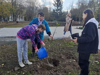 Тетяна Крачан в Старій Ушиці селищі з волонтерами й односельцями висадила Алею з магнолій і яблунь для військових Тетяна Крачан в Старій Ушиці селищі з волонтерами й односельцями висадила Алею з магнолій і яблунь для військових