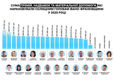 Премії, надбавки, селищні голови, Івано-Франківщина, інфографіка, дослідження, гроші Премії, надбавки, селищні голови, Івано-Франківщина, інфографіка, дослідження, гроші