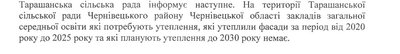 Відповідь на запит Тарашанської громади щодо утеплення фасадів у школах Відповідь на запит Тарашанської громади щодо утеплення фасадів у школах