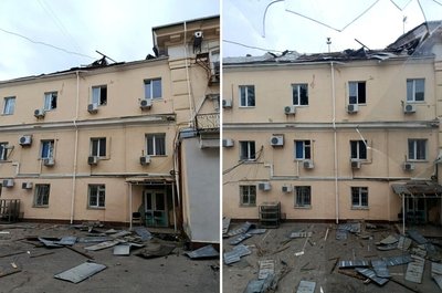 Внаслідок російського обстрілу пошкоджено будівлі Суспільне Херсон Внаслідок російського обстрілу пошкоджено будівлі Суспільне Херсон