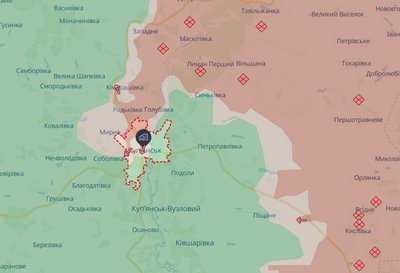 Куп'янськ на мапі бойових дій за 1 грудня