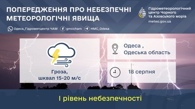 В Одесі та на Одещині оголосили штормове попередження: очікуються шквальний вітер і гроза В Одесі та на Одещині оголосили штормове попередження: очікуються шквальний вітер і гроза