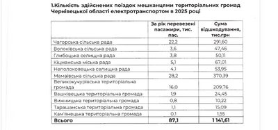 Скільки грошей відшкодували громади Буковини за проїзд у комунальному транспорті ЧТУ у 2025 році
