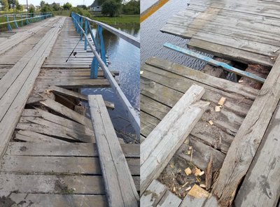 "Корови каждий день падають з моста": на Волині жителі села самостійно ремонтують нічийний міст