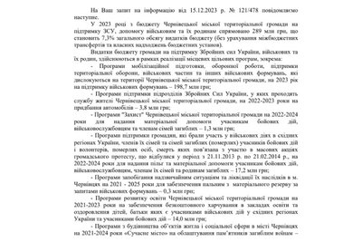 Благоустрій чи підтримка ЗСУ: як у 2023 році витрачали гроші з бюджету ЧернівцІв Благоустрій чи підтримка ЗСУ: як у 2023 році витрачали гроші з бюджету ЧернівцІв