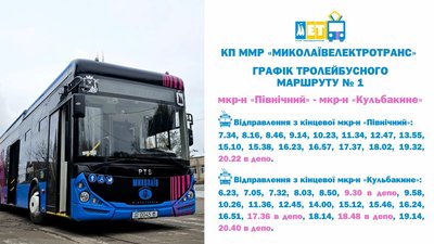 Тролейбус у Кульбакине — у Миколаєві запустили новий маршрут Тролейбус у Кульбакине — у Миколаєві запустили новий маршрут