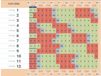 Графік погодинних відключень електрики на 13 січня 2026 року у Чернівецькій області
