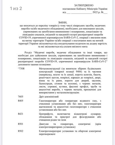 Кабмін скасував мита та ПДВ на генератори, акумулятори та обігрівачі