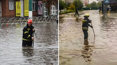 У Кропивницькому під час зливи рятувальники буксирували машини та чистили решітки колекторів