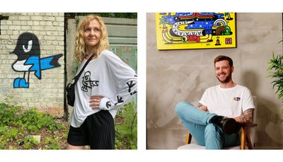 Українська художниця Somari та британський художник Ніл Кітінг автори муралу "Sound of freedom" Українська художниця Somari та британський художник Ніл Кітінг автори муралу "Sound of freedom"