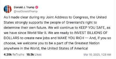 Трамп обіцяє мільярдні інвестиції в Гренландію Трамп обіцяє мільярдні інвестиції в Гренландію