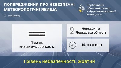 Видимість 200-500 метрів: на Черкащині прогнозують туман Видимість 200-500 метрів: на Черкащині прогнозують туман