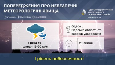 В Одесі та області оголосили штормове попередження: очікується гроза В Одесі та області оголосили штормове попередження: очікується гроза