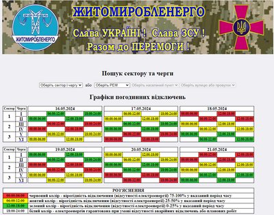 На Житомирщині ввели графіки погодинних аварійних відключень електроенергії На Житомирщині ввели графіки погодинних аварійних відключень електроенергії