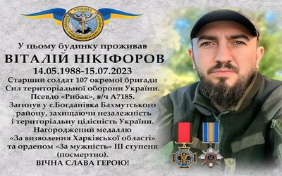 Макет меморіальної дошки військовому Віталію Нікіфорову, яку затвердив виконком ЧМР Макет меморіальної дошки військовому Віталію Нікіфорову, яку затвердив виконком ЧМР