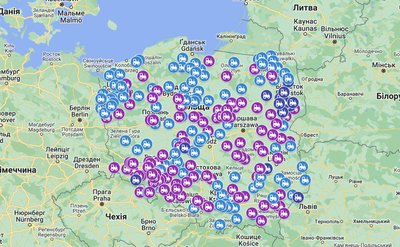 Карта протестів фермерів у Польщі Карта протестів фермерів у Польщі