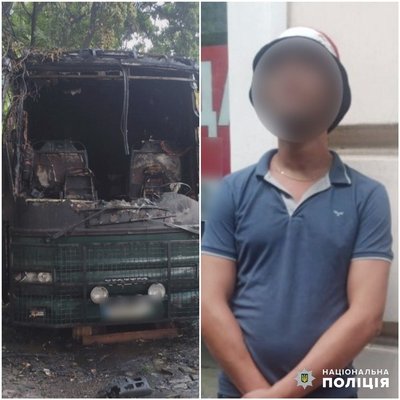 Поліція затримала підозрюваного у підпалі квестового автобуса в центрі Одеси Поліція затримала підозрюваного у підпалі квестового автобуса в центрі Одеси