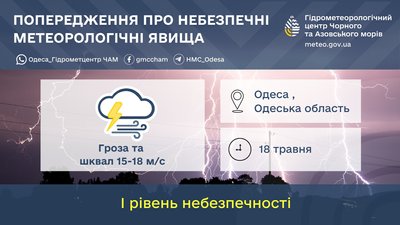 Якою буде погода в Одесі та області 18 травня Якою буде погода в Одесі та області 18 травня