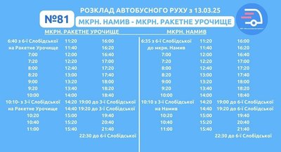 Оновлений розклад автобусного маршруту №81 Оновлений розклад автобусного маршруту №81