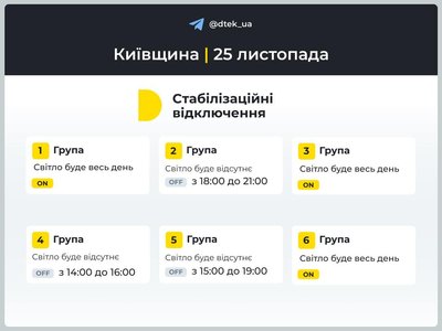 Як вимикатимусь світло у Києві та області: графіки ДТЕК Як вимикатимусь світло у Києві та області: графіки ДТЕК